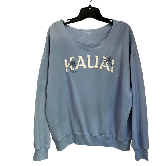 Hollister Blue Kauai Off Shoulder Graphic Pullover Sweater Size S - Picture 1 of 7